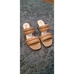 Hush Puppies Women's Brown Leather Moyen Platform Wedge Sandals, Size 10M